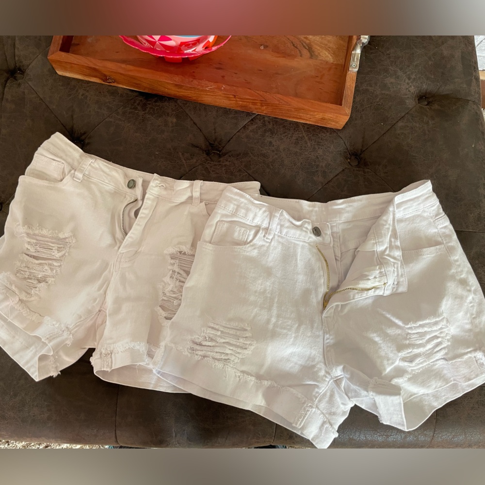 White Distressed Women’s Denim Shorts